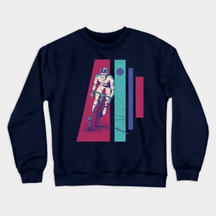 Retro Cyclist Illustration // Vintage Bicycle Rider Crewneck Sweatshirt